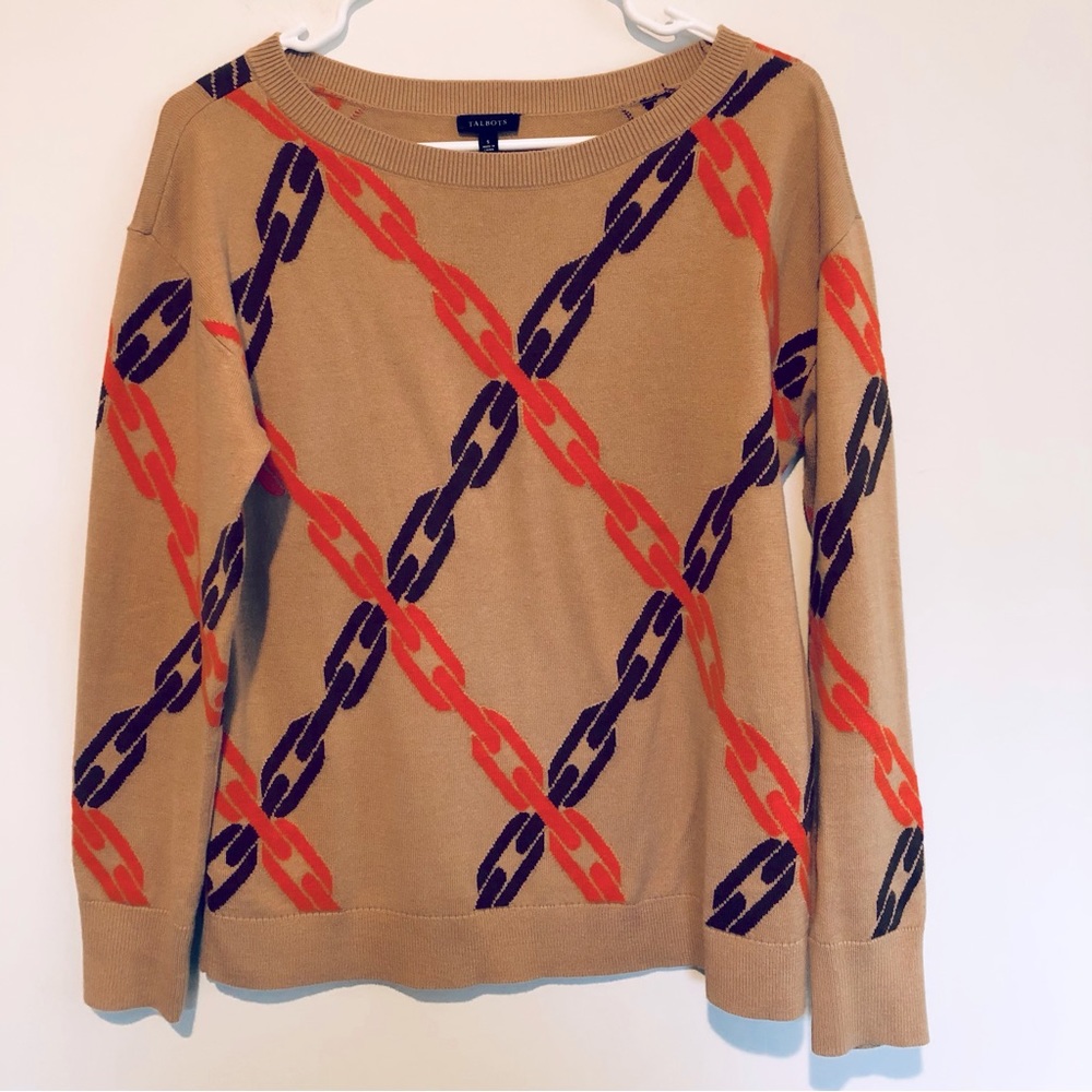 Talbots Jacquard Chain Boatneck Sweater NWOT